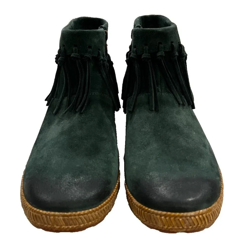 UGG Shenandoah Pine Suede Fringe Boho Western Ankle Boots Size 8.5 Green NEW NIB - Picture 3 of 16